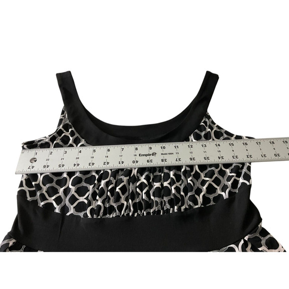 East 5th Womens Petite Medium PM Black White Dress Sleeveless Scoop Neck Waffle - Picture 5 of 12